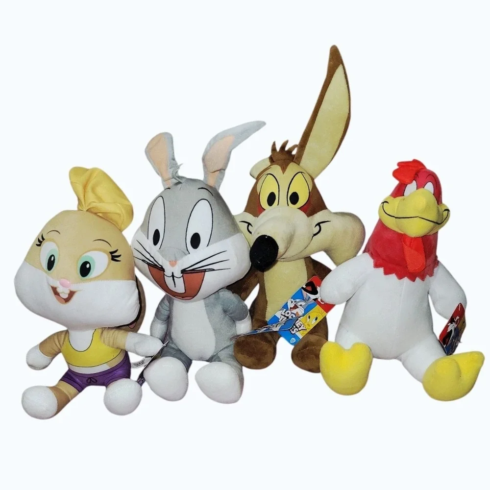 Looney Tunes Big Head Plush Lot of 4 NWT Bugs Wile E Foghorn Lola